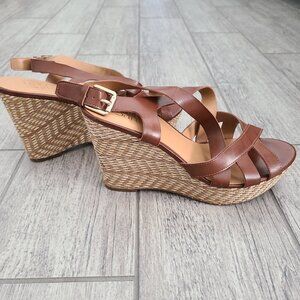 Franco Sarto women's brown espadrille wedges heels size 8